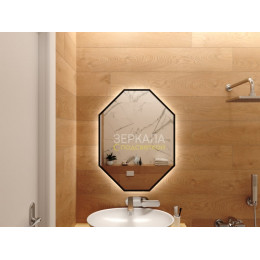Зеркало в ванную комнату с подсветкой Валенза Блэк 120х120 см